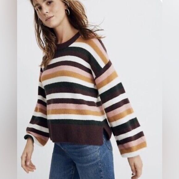 Madewell Sweaters - Madewell Payton Stripe Pull Over Sweater Fuzzy Soft Size Small